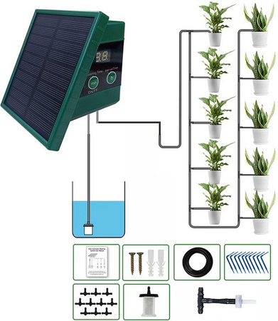 Neoglint Solar-Tropfbewässerungssystem mit Digitalanzeige für den Garten in Grün