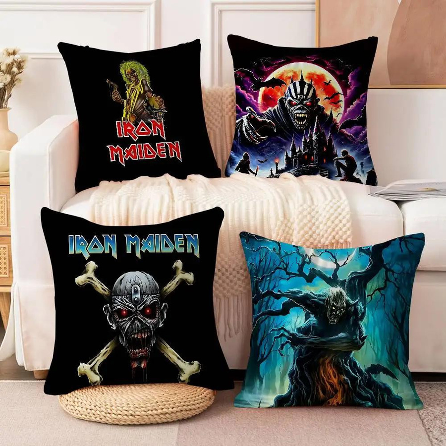 GUOYU HOMEDECOR Kissenbezug Band I-Iron M-Maiden Logo Design, Mehrfarbig, B/H: 30,48 x 30,48 cm - Bild 1