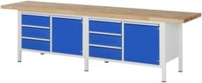 Rau Werkbank höhenverstellbar Blau mit 6 Schubladen und 2 Türen B300 x T70 x H84-104 cm - Bild 1