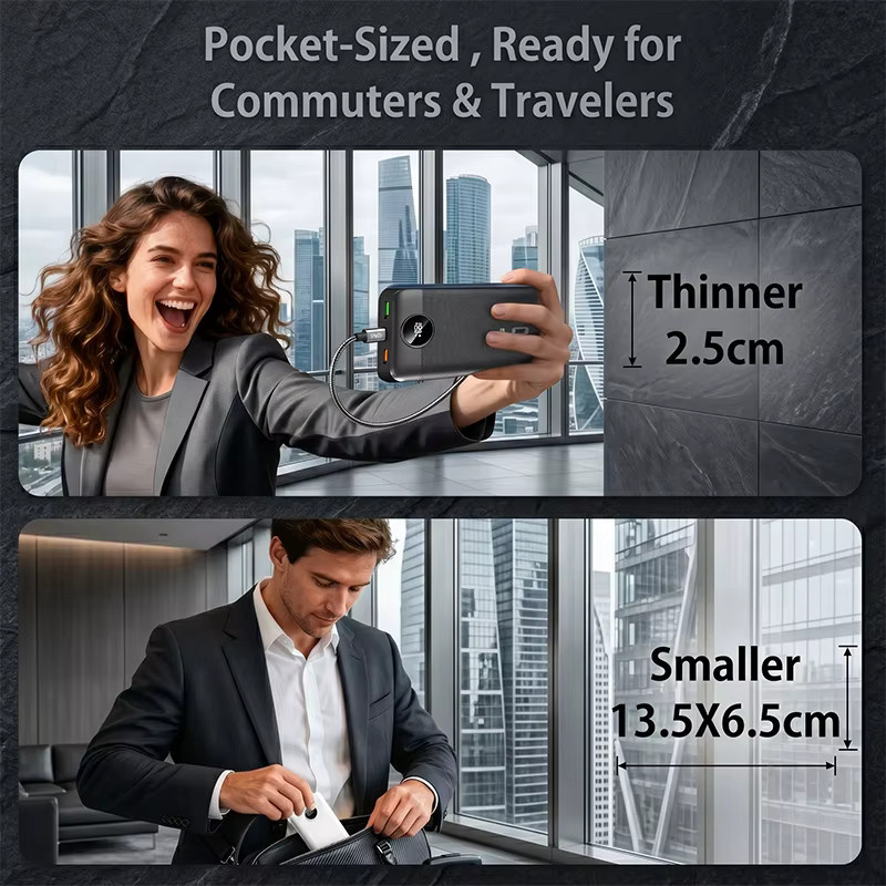 Cohana Powerbank 50000mAh mit 66W Schnellladefunktion, tragbares Ladegerät für 3 Geräte gleichzeitig mit LED-Taschenlampe, Schwarz - Bild 6