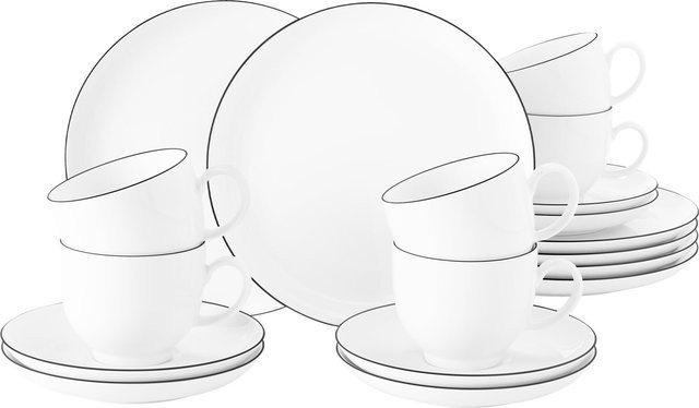 Seltmann Weiden Kaffeeservice Lido Black Line aus Porzellan, 18er Set, Schwarz-Weiß - Bild 2