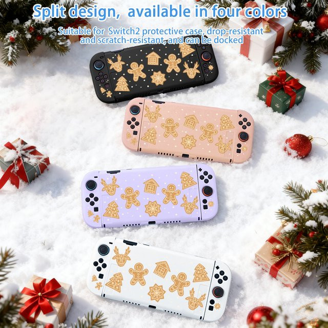 Schutzhülle für Nintendo Switch 2 im Weihnachtsstil, weiche TPU-Schale, sturzsicher, Farbe: Weiß - Bild 1