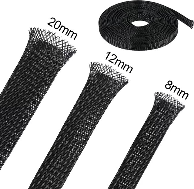 3M Flexible Drahtgeflecht-Hülle aus PET als erweiterbare geflochtene Ummantelung für TV-Audio-PC-Kabel, Schwarz - Bild 1
