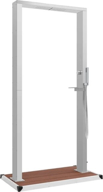 vidaXL Gartendusche mit Bodenplatte aus WPC und Edelstahl in Braun/Grau, Höhe: 210 cm - Bild 1