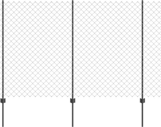 vidaXL Zaun mit Pfosten aus Stahl in Grau, Höhe: 150 cm, Länge: 25 m - Bild 1