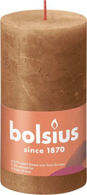 Bolsius Rustik-Kerze Shine in Gewürzbraun, Höhe: 130 mm, Durchmesser: 68 mm - Bild 1