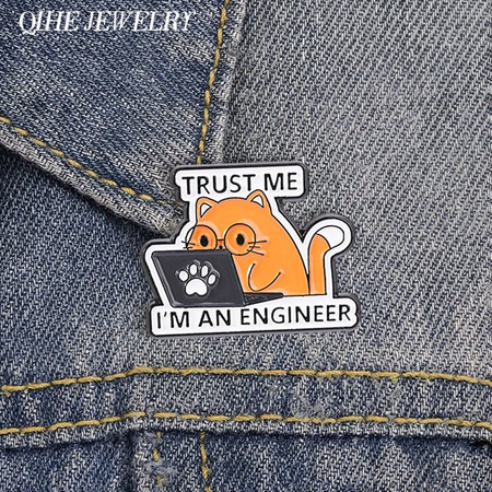 QIHE JEWELRY Brosche, Katzen-Emaille-Pin, orange Katze mit Brille, Unisex, Bunt