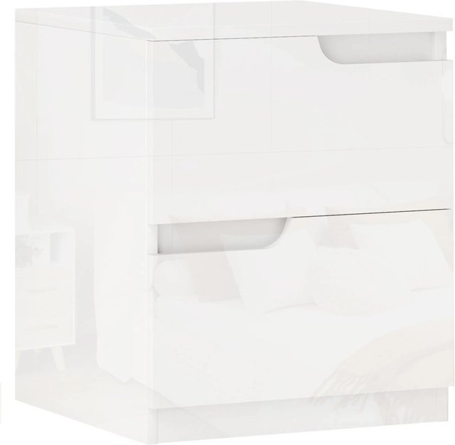 HOMCOM Nachtschrank mit 2 Schubladen in Hochglanzweiß, Beistelltisch für dein Schlafzimmer, B: 40 cm, T: 40 cm, H: 48 cm - Bild 1