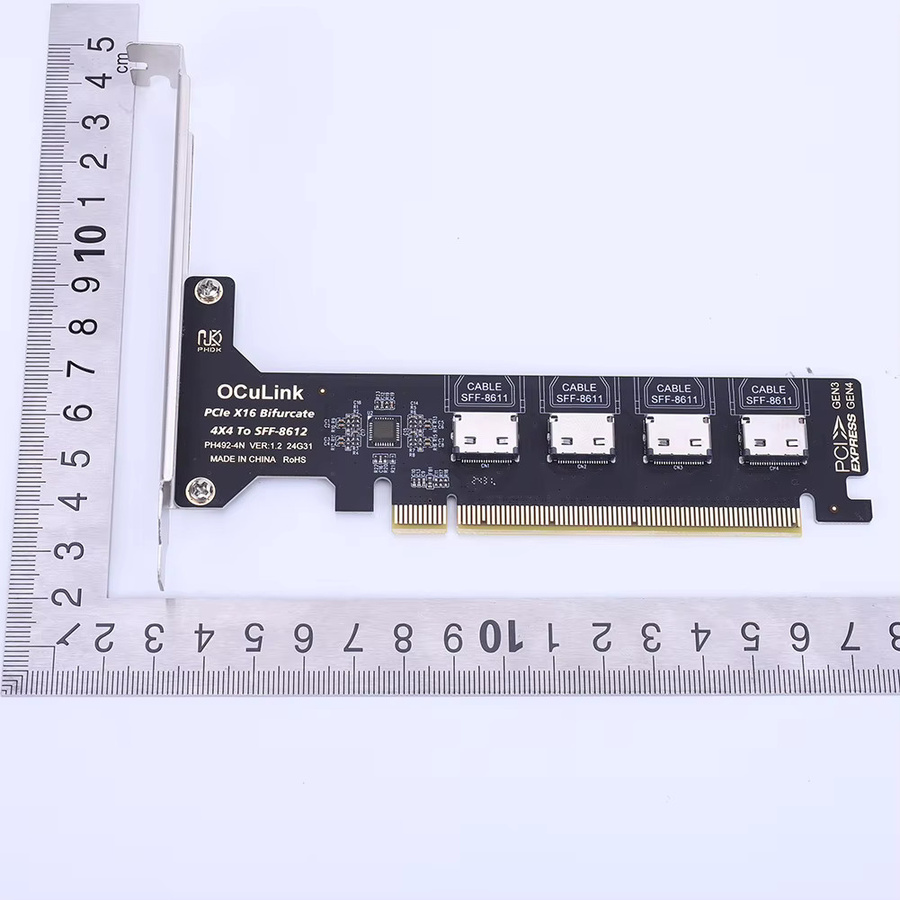 VODOOL M.2 NVMe SSD zu PCIe X1 Adapterkarte mit 1/4 Oculink Split-Bifurkation für eGPU und Grafikkarten-Dock, Schwarz - Bild 4