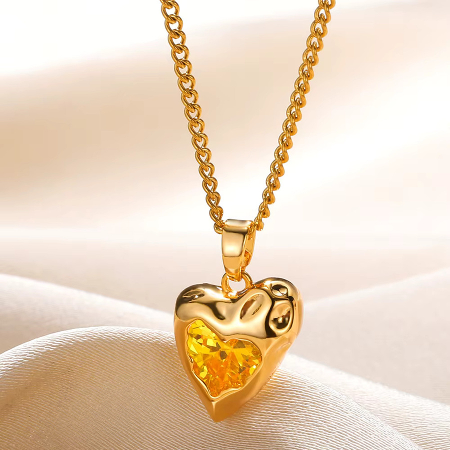 ETCAVCE Halskette mit Rosa Herz Zirkonia Anhänger, Edelstahl, Gold, Damen - Bild 2