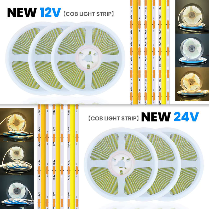 KISUFU COB-LED-Streifenlicht Warmweiß für DC 12 V 24 V, flexibles lineares LED-Band mit hoher LED-Dichte und 8 mm Leiterplatte - Bild 2