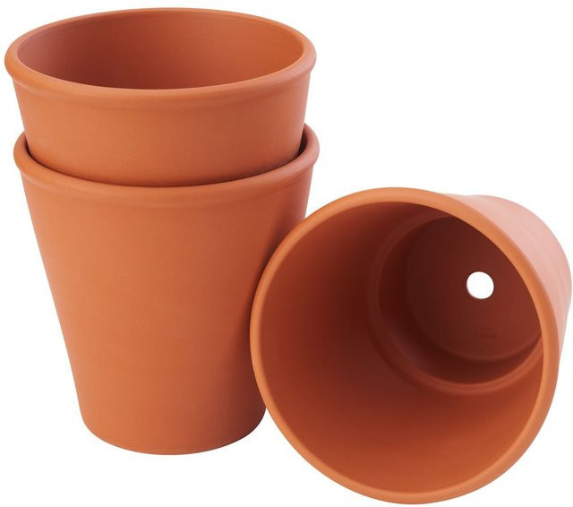 VBS Terrakotta-Rosentöpfe für den Tisch, Orange, 3 Stück, Durchmesser: 10 cm, Höhe: 12 cm - Bild 1