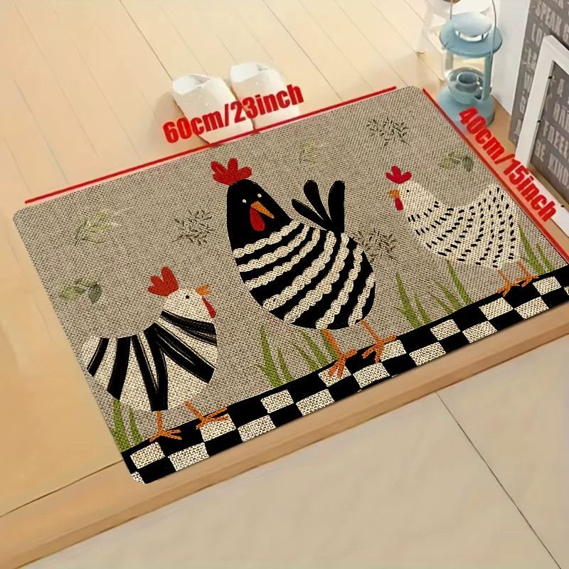 VIKAMA Fußmatte mit Hahn-Motiv für Eingangsbereich, Küche und Waschküche, geräuschreduzierend - Bild 3