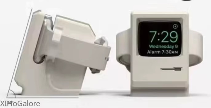Apple Ladestation Silikon, Retro-Computer-Muster, Schwarz, Unisex - Bild 2