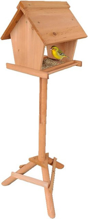 Relaxdays Vogelfutterhaus aus Tannenholz in Orange, freistehend, H x B x T: 107 x 32 x 27 cm