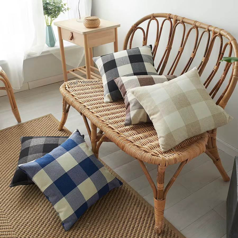 CANIRICA Kissenbezug kariert in Beige, B/B/H: 45 x 45 x 45 cm - Bild 3