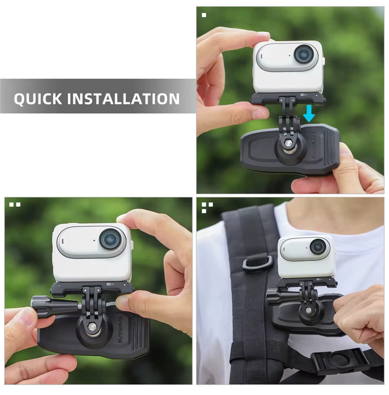 Magnetische Action Kamera Rucksack Clip Clamp Halterung in Schwarz für DJI OSMO Pocket 3, Insta360 und GoPro 13 12 11 10 9 - Bild 6