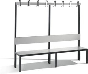 C+P Garderobenbank Basic Plus mit Rückenlehne, Gestell Schwarzgrau, Dekor Silbergrau, H x B x T: 165,0 x 196,0 x 40,7 cm