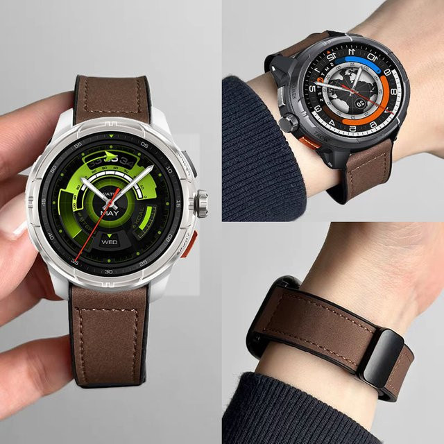 Jansin Uhrenarmband Leder, Silikon, Schwarz, 22 mm, Unisex - Bild 1