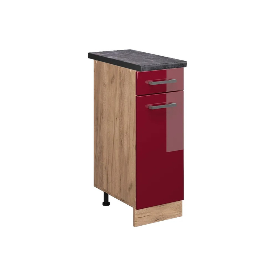 Vicco Küchenunterschrank R-Line Bordeaux Hochglanz in Anthrazit und Goldkraft Eiche, B/T/H: 30,0 x 60,0 x 81,6 cm - Bild 2