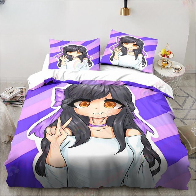 Allbestart Bettwäsche-Set Aphmau mit Flügeln in Lila, 3-teilig aus Mikrofaser, B x H: 155 x 215 cm - Bild 1