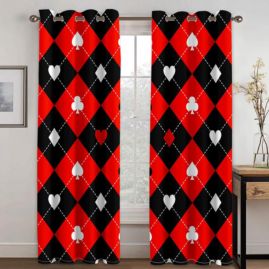 Gelber Patchwork Vorhang mit geometrischem Muster für Kinderzimmer, Wohnzimmer und Küche, 2er-Set, semi-transparent, Breite: 50 cm, Höhe: 130 cm pro Paneel - Bild 1