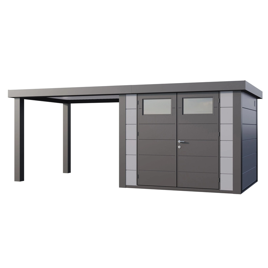 Telluria Gerätehaus Classico mit offener Lounge L Links, Grau, B/H/T: 572 x 219 x 258 cm - Bild 2