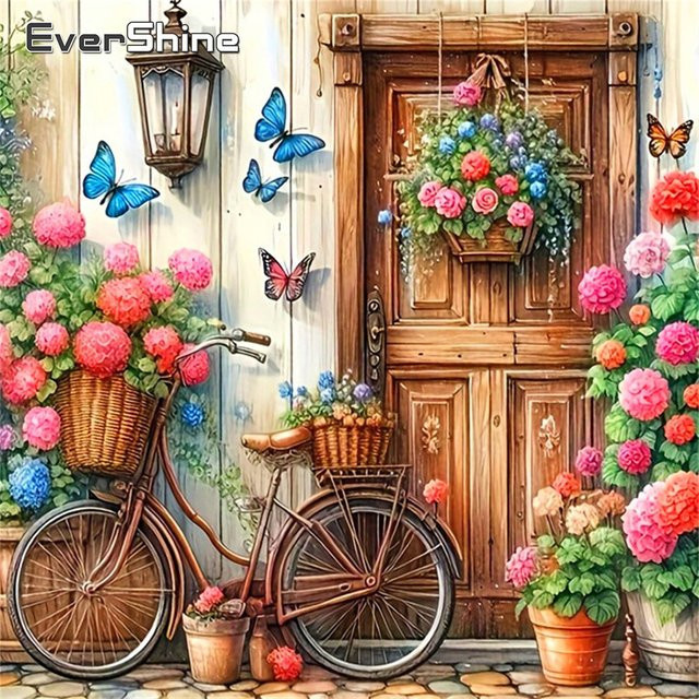 EverShine Diamant-Mosaik Set mit Blumen- und Schmetterlingsmotiv, Kunst-Malerei mit Strass-Stickerei, Multicolour, B/H: 20 x 20 cm - Bild 1