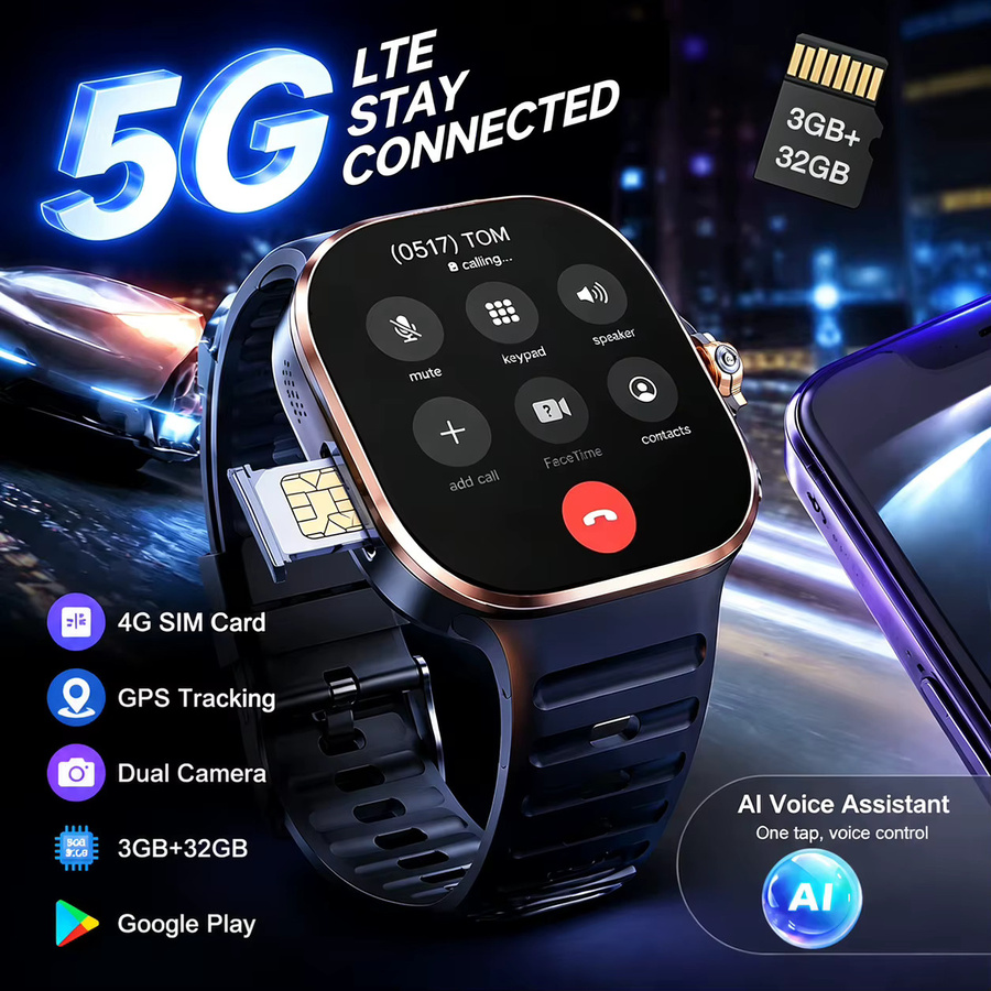 KAVSUMI Militär-Smartwatch für Herren mit GPS-Tracker, AMOLED HD Display, Bluetooth-Anruf und IP68 wasserdicht, Farbe: Schwarz - Bild 4