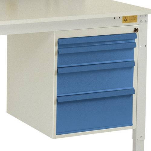 Manuflex LZ4763.5007 ESD-Gehäuse-Unterbau in Blau und Multicolour mit 4 Schubfächern, Nutzhöhe: 500 mm, für Tischtiefe: 1000 mm - Bild 1