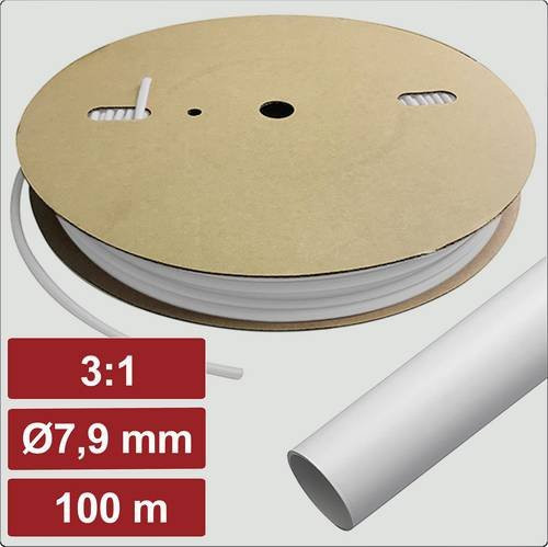 Electronic Garage Schrumpfschlauch mit Kleber Weiß 7,9 mm 2,6 mm Schrumpfrate 3:1 100 m - Bild 1