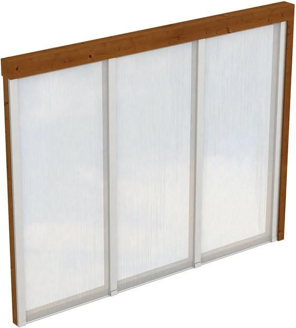 SKANHOLZ Seitenwand aus Holz mit semi-transparenten Polycarbonatplatten, Farbe: Nussbaum, B/H: 255 x 200 cm - Bild 1