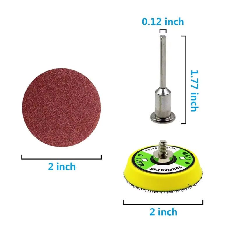 Vibratite 2-Zoll Schleifscheiben-Kit mit 2000 Stück Klett-Schleifpapier Körnung 60-400 und Trägerplatte zum Polieren von Metall, Holz und Jade - Bild 2