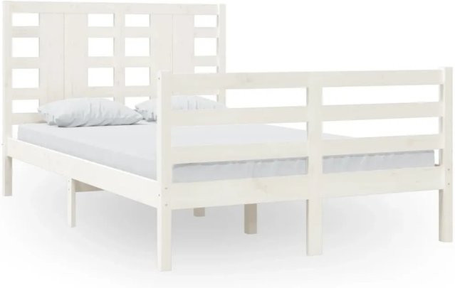 vidaXL Massivholzbett aus Kiefer in Weiß, B/T/H: 120 x 200 x 69,5 cm - Bild 1