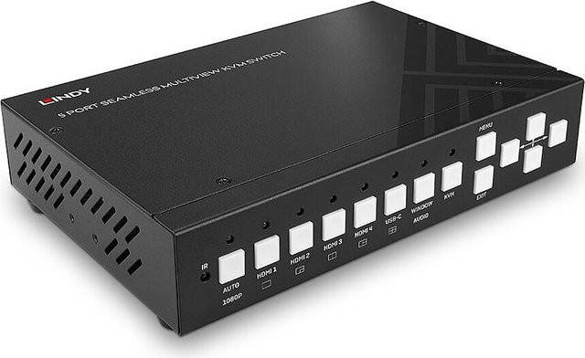 Lindy 5 Port KVM Switch HDMI 4K UHD Seamless Multiview für HDMI und USB-C in Schwarz (32330) - Bild 1