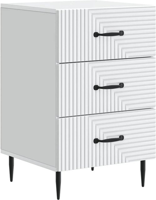 vidaXL Nachttisch mit Schubladen in Weiß aus Holzwerkstoff, B/T/H: 43 x 41 x 66,5 cm - Bild 1