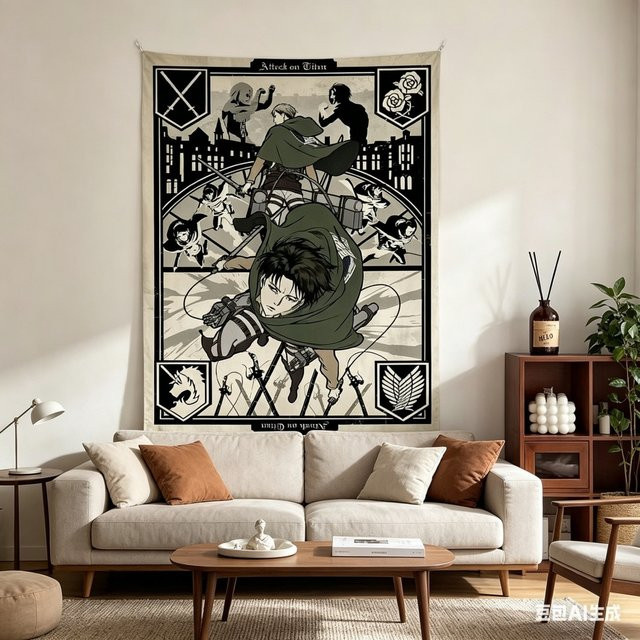 Attack on Titan Wandbehang Levi Ackerman Survey Corps Deko-Wandteppich von Bandai in Multicolour - Bild 1