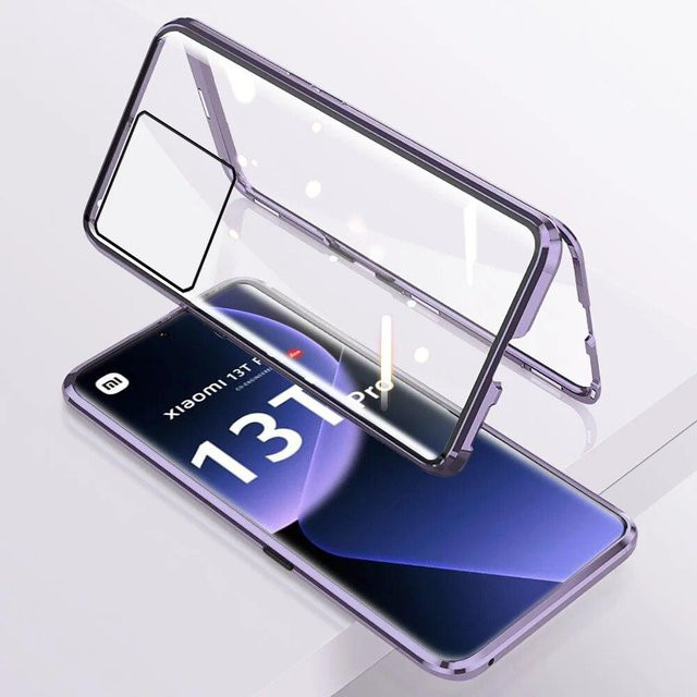 SGP Hybrid 360 Grad Magnetische Flip Schutzhülle mit Glas Abdeckung für Xiaomi 13T Pro 5G, Poco X6 5G, Redmi Note 13 Pro 5G und Redmi K60 Ultra in Violett - Bild 1