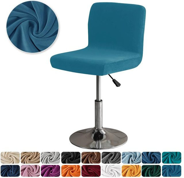 Yiran Furniture Barstuhlbezug aus elastischem Samt in Pfau Blau, B/T/H: 20 x 18 x 2 cm - Bild 1