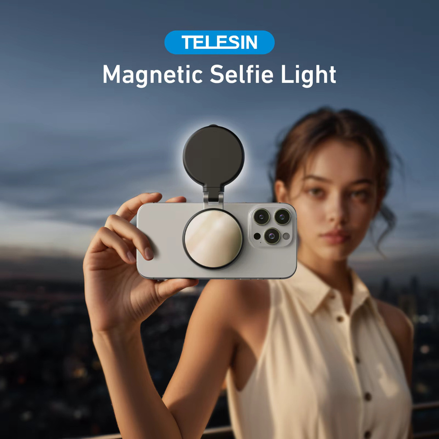 TELESIN Magnetisches Smartphone Mini-Selfie-Fülllicht in Schwarz mit 3 Modi und einstellbarer Helligkeit für iPhone, XIAOMI, HUAWEI und SAMSUNG - Bild 2