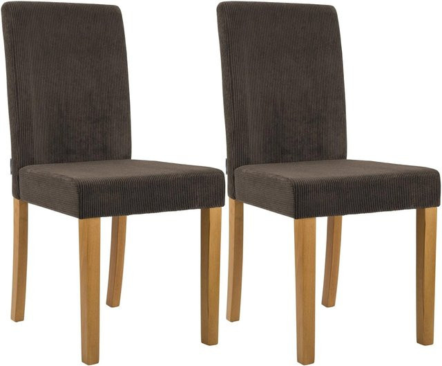 DELUKE 2er Set Esszimmerstühle DALAN in Cord Braun, B/T/H: 41 x 47 x 91 cm - Bild 1