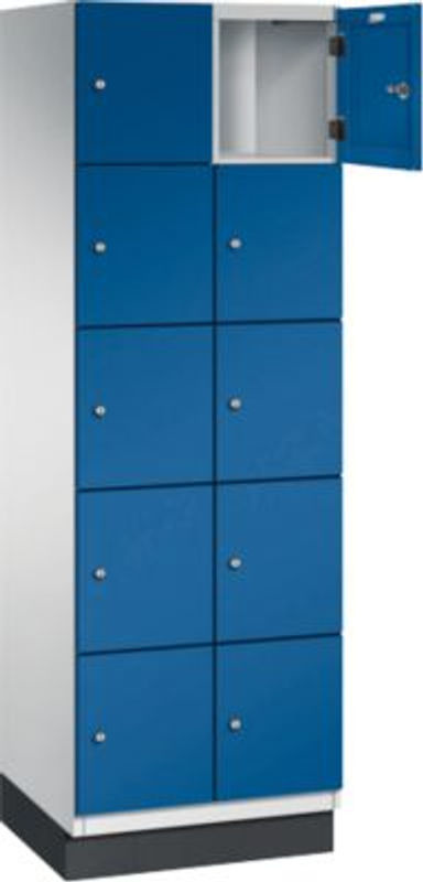 C+P Fächerschrank Cambio auf Sockel mit 10 Fächern, Korpus Lichtgrau und Front Enzianblau, H x B x T: 195 x 60 x 52,5 cm - Bild 2