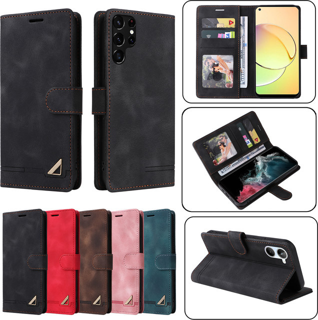 Flip Ledertasche für Samsung Galaxy S23 S22 S21 Ultra FE Plus A54 A34 A14 A53 A33 A52 A32 A23 A13 A72 als Brieftasche mit Kartenfach in Rot - Bild 1