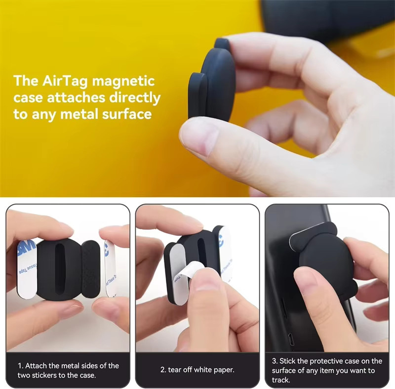 Magnetische Silikonhülle für Apple AirTag in Blau, wasserdichter GPS-Tracker-Halter für Fahrrad und Gepäck - Bild 4