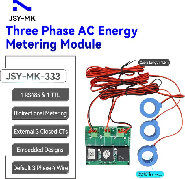 JSY-MK-333 80A bidirektionales Energiezählermodul mit Modbus-RTU RS485 TTL und externen 18-mm-CTs zur Stromspannungsmessung - Bild 1