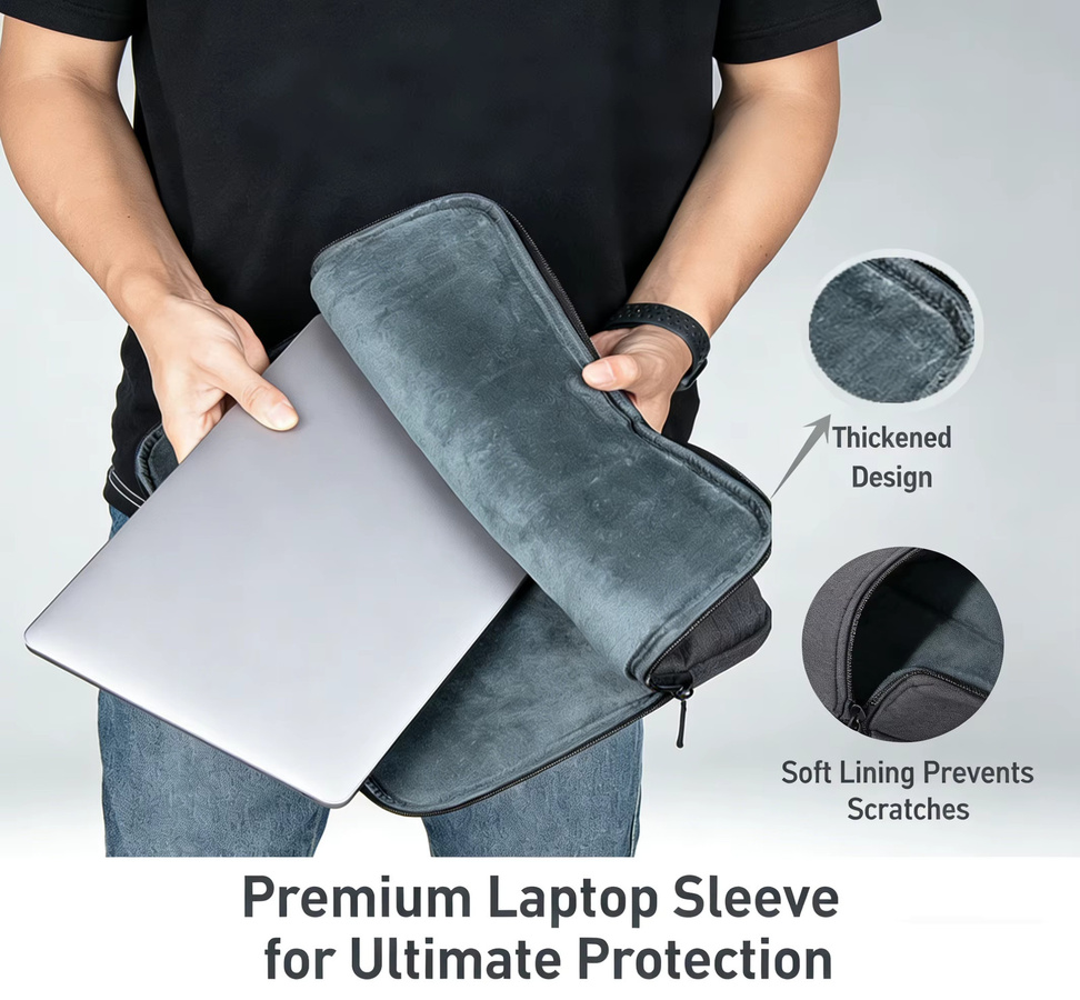 ValueWin Laptop-Hülle Slim Business Computertasche für MacBook Pro 13 14 15 16 Zoll in Grau - Bild 4