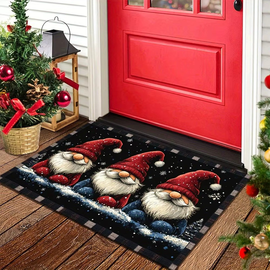 VIKAMA Weihnachtszwerg Fußmatte für innen und außen, rutschfest und wetterfest, mehrfarbig, B/T: 60 x 40 cm - Bild 4
