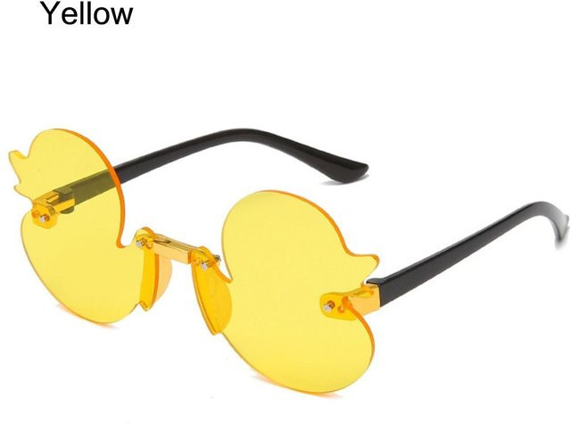 Cartoon-Sonnenbrille Kinder, randlos, Entenform, gelb, Kunststoff - Bild 1
