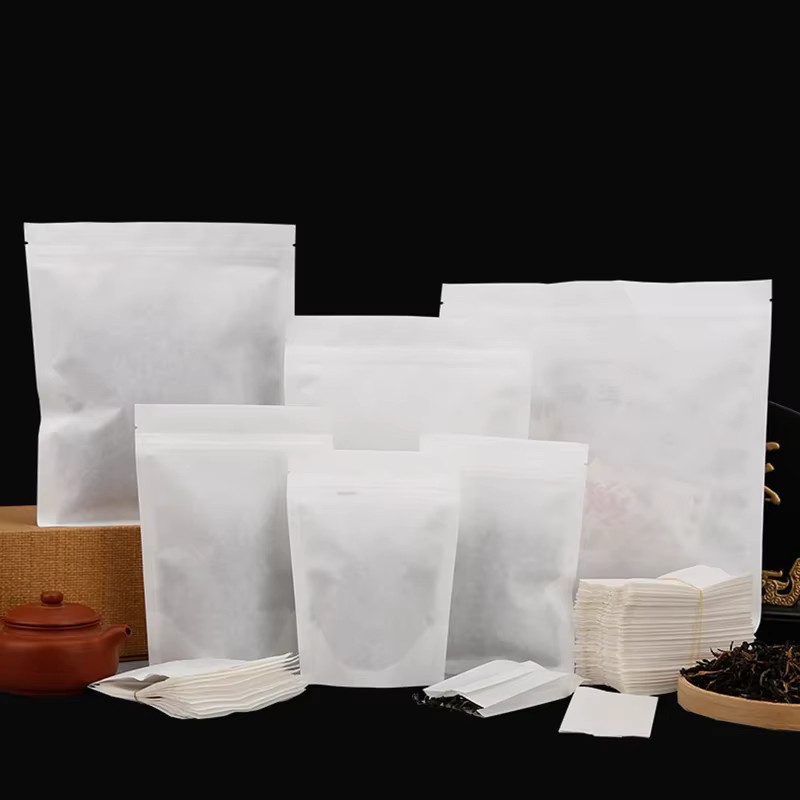 Wiederverschließbare weiße Baumwollpapier-Verpackungsbeutel mit Reißverschluss und Wärmeversiegelung für Kaffee und Tee - Bild 6