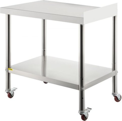 VEVOR Edelstahl Arbeitstisch für Küche und Restaurant, Silber, B/T/H: 60,96 x 38,1 x 88,9 cm - Bild 1